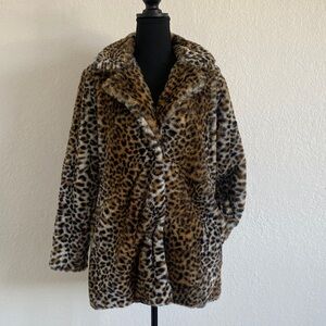 Leopard Print Faux Fur Coat